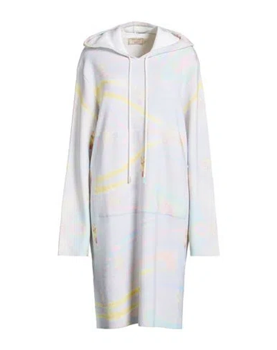 Maison Kitsuné Woman Midi Dress Sky Blue Size L Merino Wool, Cotton