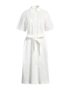 Maison Kitsuné Woman Midi Dress White Size 8 Cotton In White