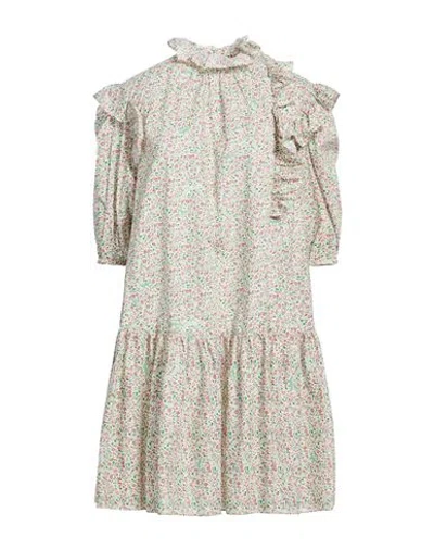 Maison Kitsuné Woman Mini Dress Green Size 8 Cotton In Neutral