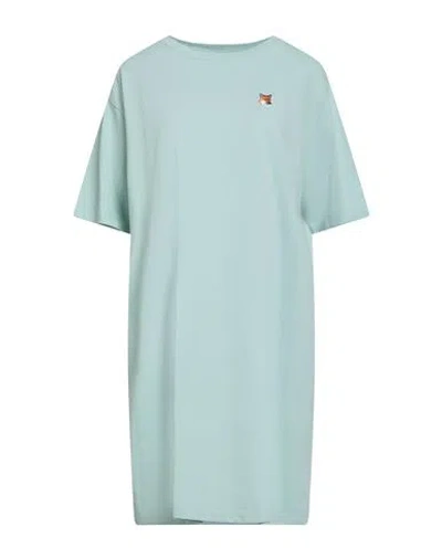 Maison Kitsuné Woman Mini Dress Light Green Size M Cotton In Blue