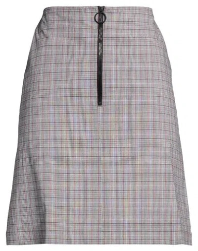 Maison Kitsuné Woman Mini Skirt Grey Size 8 Cotton, Elastane In Gray