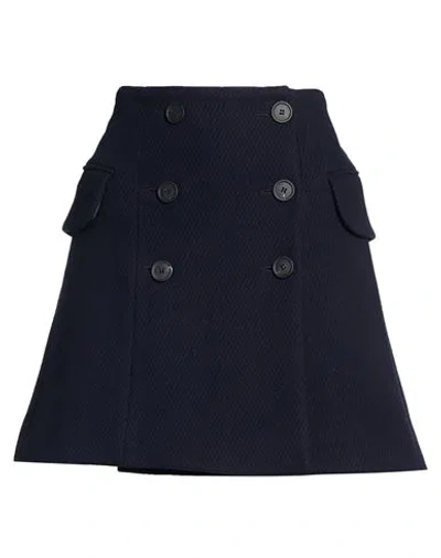 Maison Kitsuné Woman Mini Skirt Midnight Blue Size 8 Wool, Polyamide
