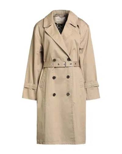 Maison Kitsuné Woman Overcoat & Trench Coat Beige Size Xl Cotton In Brown