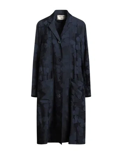 Maison Kitsuné Woman Overcoat & Trench Coat Navy Size M Viscose, Cotton In Blue