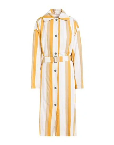 Maison Kitsuné Woman Overcoat & Trench Coat Yellow Size S Viscose, Polyamide In Brown