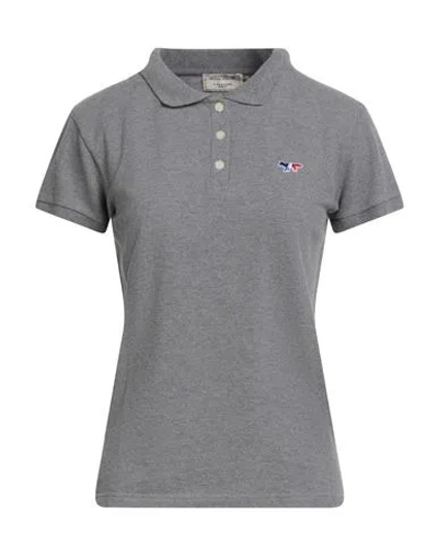 Maison Kitsuné Woman Polo Shirt Grey Size S Cotton