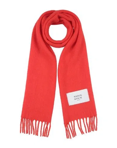 Maison Kitsuné Woman Scarf Tomato Red Size - Alpaca Wool, Polyamide In Pattern