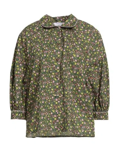 Maison Kitsuné Woman Shirt Dark Green Size 10 Cotton