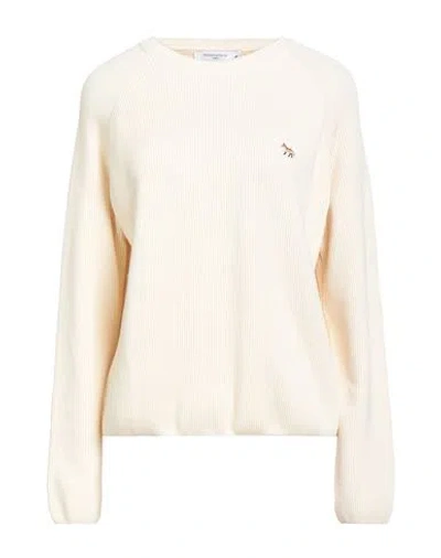 Maison Kitsuné Woman Sweater Cream Size Xl Cotton, Wool In White