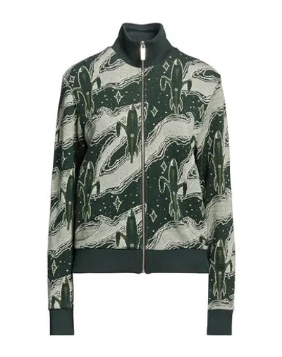 Maison Kitsuné Woman Sweatshirt Dark Green Size L Cotton In Multi