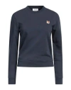 Maison Kitsuné Blue Crewneck Sweater With Fox Head Logo Patch On The Front In Cotton Woman In Blue