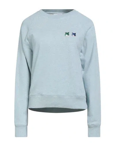 Maison Kitsuné Woman Sweatshirt Sky Blue Size S Cotton