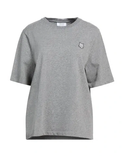 Maison Kitsuné Woman T-shirt Grey Size L Cotton In Gray