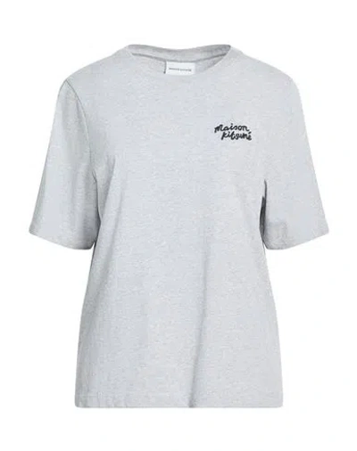 Maison Kitsuné Woman T-shirt Grey Size M Cotton In Gray