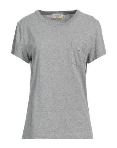 Maison Kitsuné Woman T-shirt Light Grey Size M Cotton