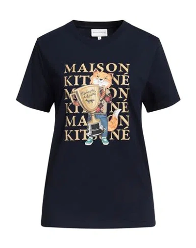 Maison Kitsuné . Woman T-shirt Midnight Blue Size M Cotton
