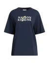 Maison Kitsuné Woman T-shirt Navy Blue Size S Cotton