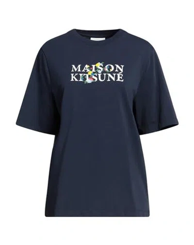 Maison Kitsuné Woman T-shirt Navy Blue Size S Cotton