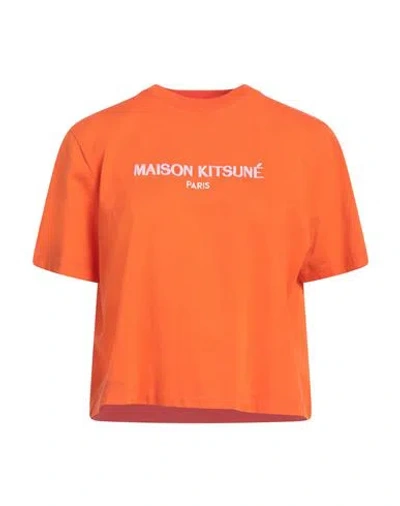 Maison Kitsuné Woman T-shirt Orange Size M Cotton