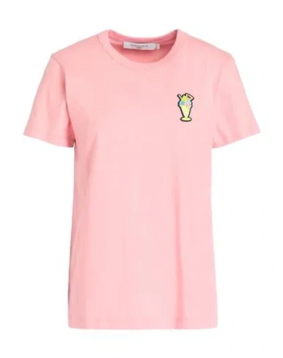 Maison Kitsuné Woman T-shirt Salmon Pink Size L Cotton