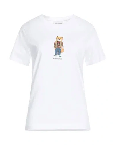 Maison Kitsuné Woman T-shirt White Size M Cotton