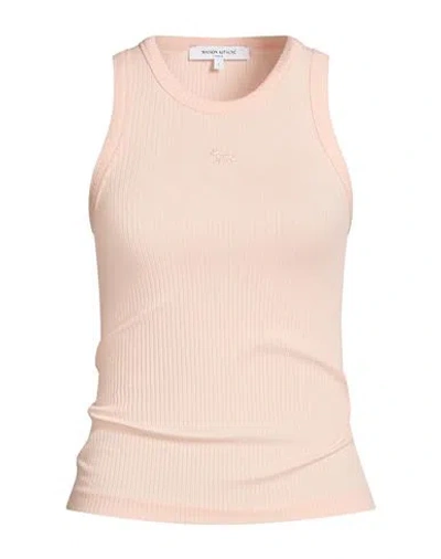 Maison Kitsuné Woman Tank Top Blush Size M Lyocell, Cotton, Elastane In Multi