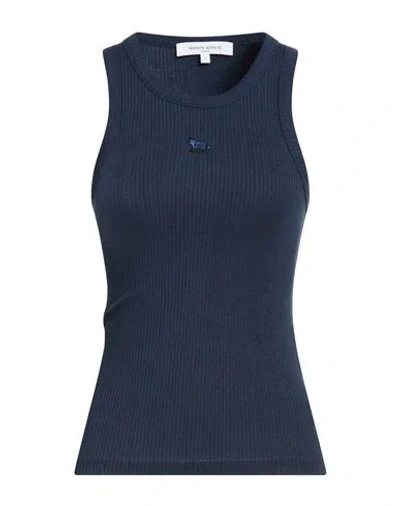 Maison Kitsuné Woman Tank Top Midnight Blue Size M Lyocell, Cotton, Elastane