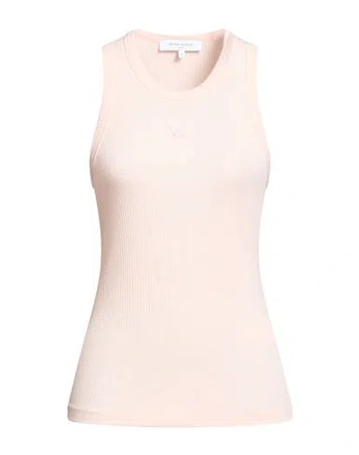 Maison Kitsuné Woman Tank Top Salmon Pink Size M Lyocell, Cotton, Elastane