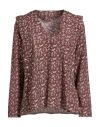 Maison Kitsuné Woman Top Chocolate Brown Size 6 Viscose In Gold