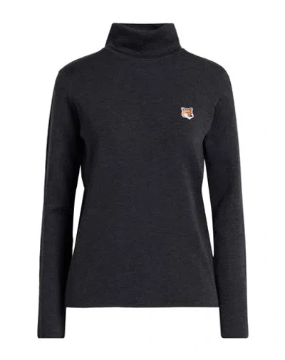 Maison Kitsuné Woman Turtleneck Charcoal Size S Wool In Gray