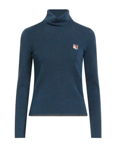 Maison Kitsuné Woman Turtleneck Deep Teal Size Xxs Wool In Blue