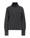 Maison Kitsuné Woman Turtleneck Grey Size L Lambswool In Black
