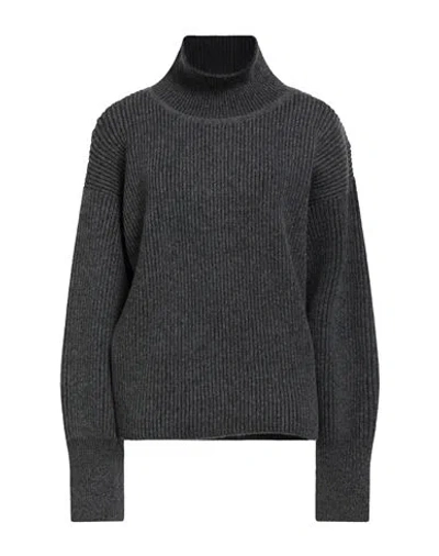 Maison Kitsuné Woman Turtleneck Grey Size L Lambswool In Black