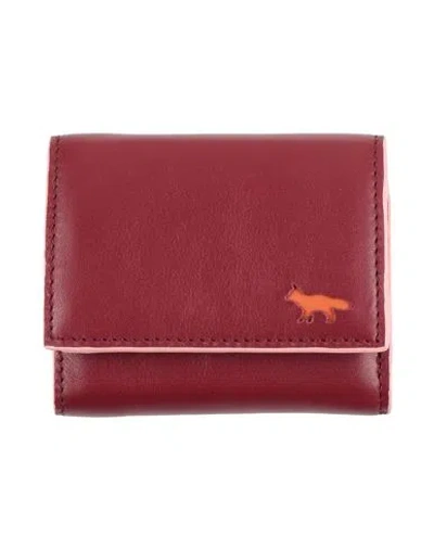 Maison Kitsuné Woman Wallet Burgundy Size - Leather In Red