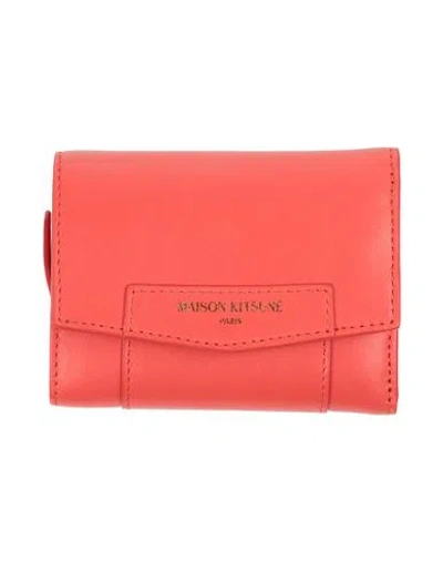 Maison Kitsuné Woman Wallet Coral Size - Leather In Red