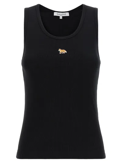 Maison Kitsuné Baby Fox Cotton Tank Top In Black