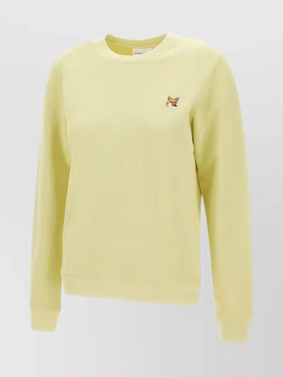 Maison Kitsuné Women's Crew Neck Knitwear With Long Sleeves In Yellow