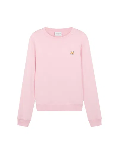 Pre-owned Maison Kitsuné Women's Maison Kitsune Fox Head Patch Regular Sweatshirt In Pale Pink
