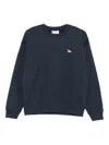 Maison Kitsuné Cotton Sweatshirt With Embroidered Fox Detail In Blue
