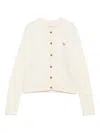 Maison Kitsuné Wool Cardigan With Crew Neck And Long Sleeves In Neutral