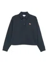 Maison Kitsuné Navy Polo-style Sweatshirt With Logo Patch In Blue