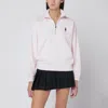 Maison Kitsuné Light Pink Half-zip Sweatshirt With Logo Patch In Animal Print