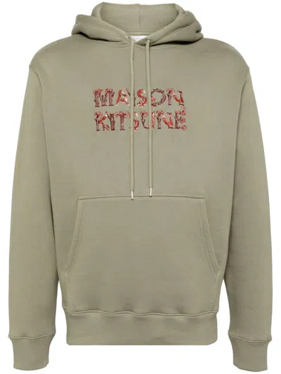 Maison Kitsuné Woodland Alphabet Hoodie In Green