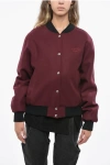 Maison Kitsuné Wool And Nylon Bomber With Contrasting Details In Burgundy