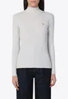 Maison Kitsuné Light Grey Wool And Cotton Turtleneck In Gray