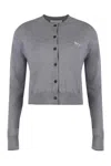 Maison Kitsuné Cropped Wool Cardigan With Ribbed Cuffs And Hem