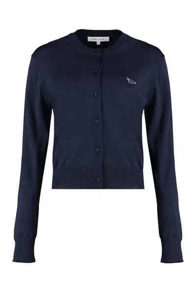 Maison Kitsuné Wool Cardigan In Black