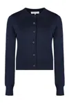 Maison Kitsuné Bold Fox Head Navy Wool Cardigan In Blue