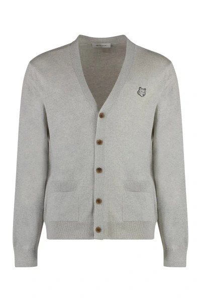 Maison Kitsuné Wool Cardigan In Grey