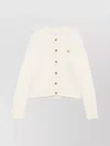 Maison Kitsuné Wool Cardigan With Crew Neck And Long Sleeves In Neutral